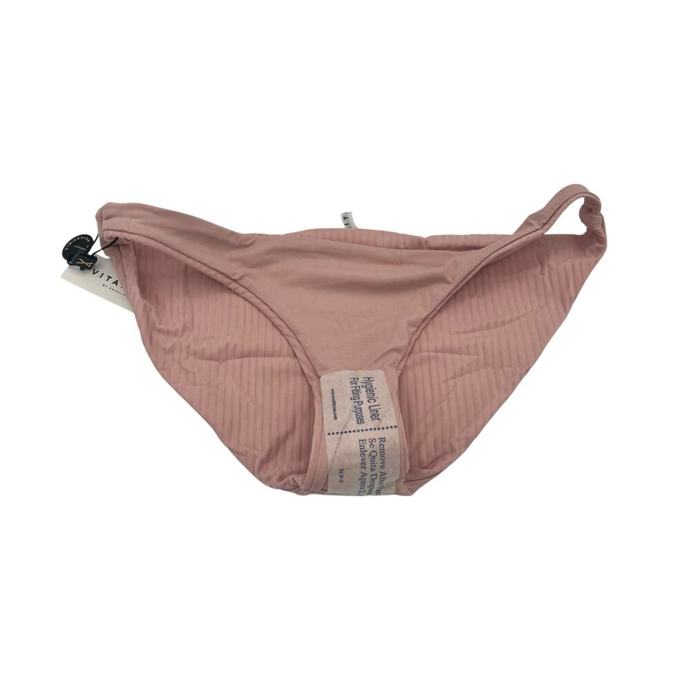 Vitamin A Luciana Reversible Bikini Bottom Ballet Pink Ribbed Swim Small NWT - Picture 3 of 5